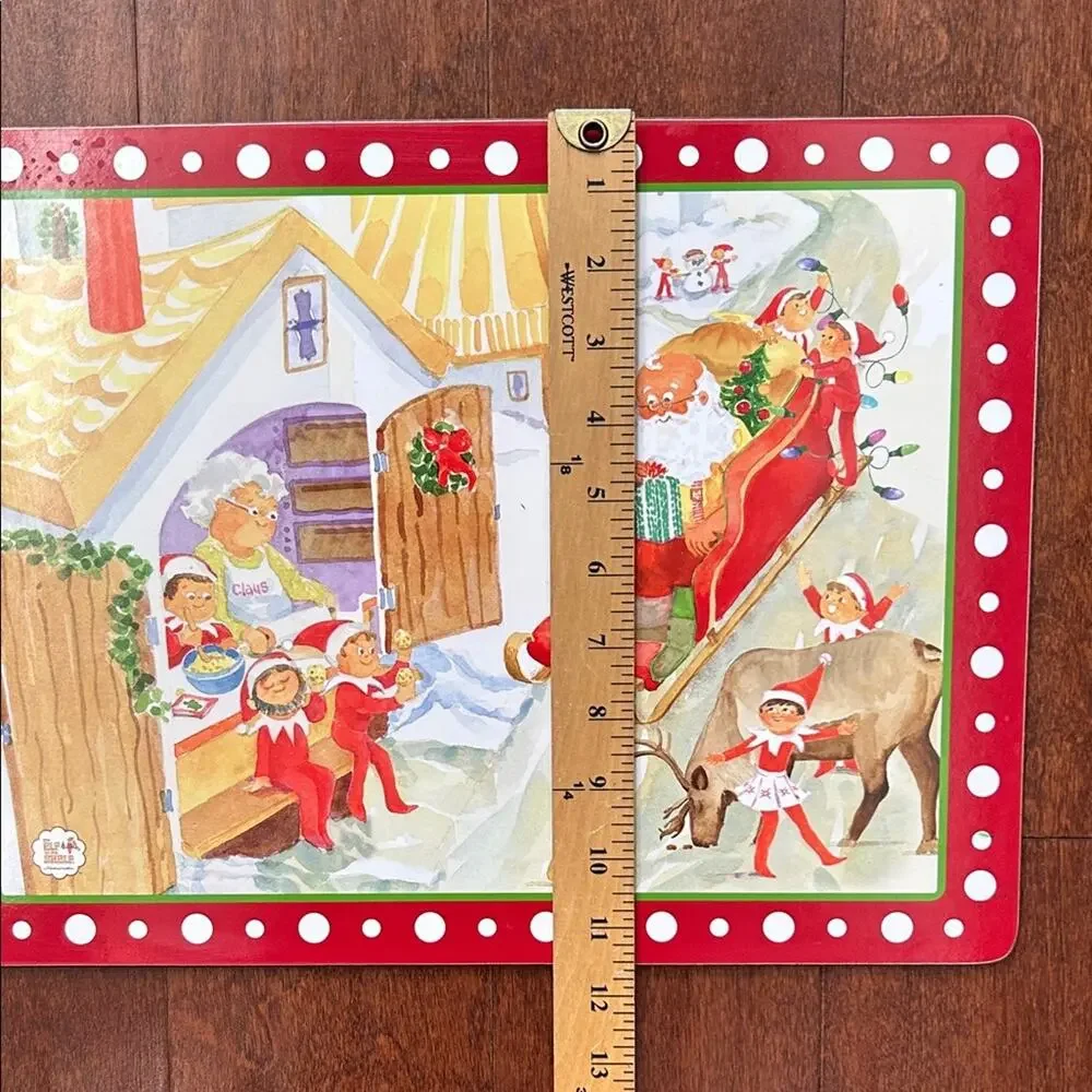 Pottery Barn Kids Elf on a Shelf Christmas Cork Back Placemats, Set of 5